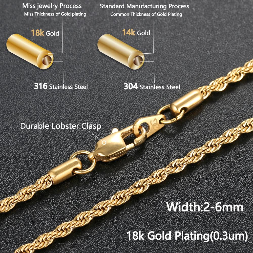 3MM 14K Gold Rope Chain