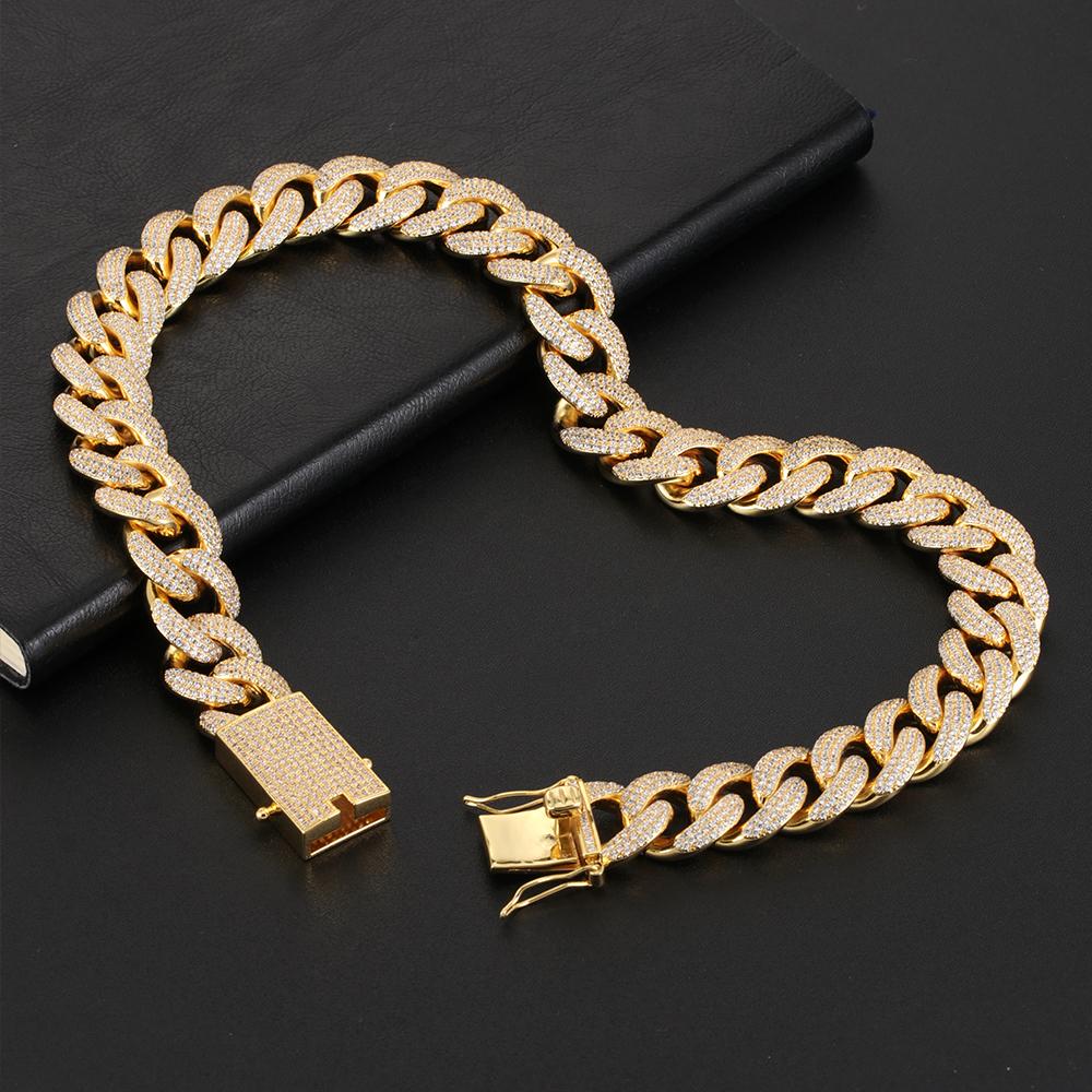 15MM 18K Gold Chunky Iced out Cuban Link Chain