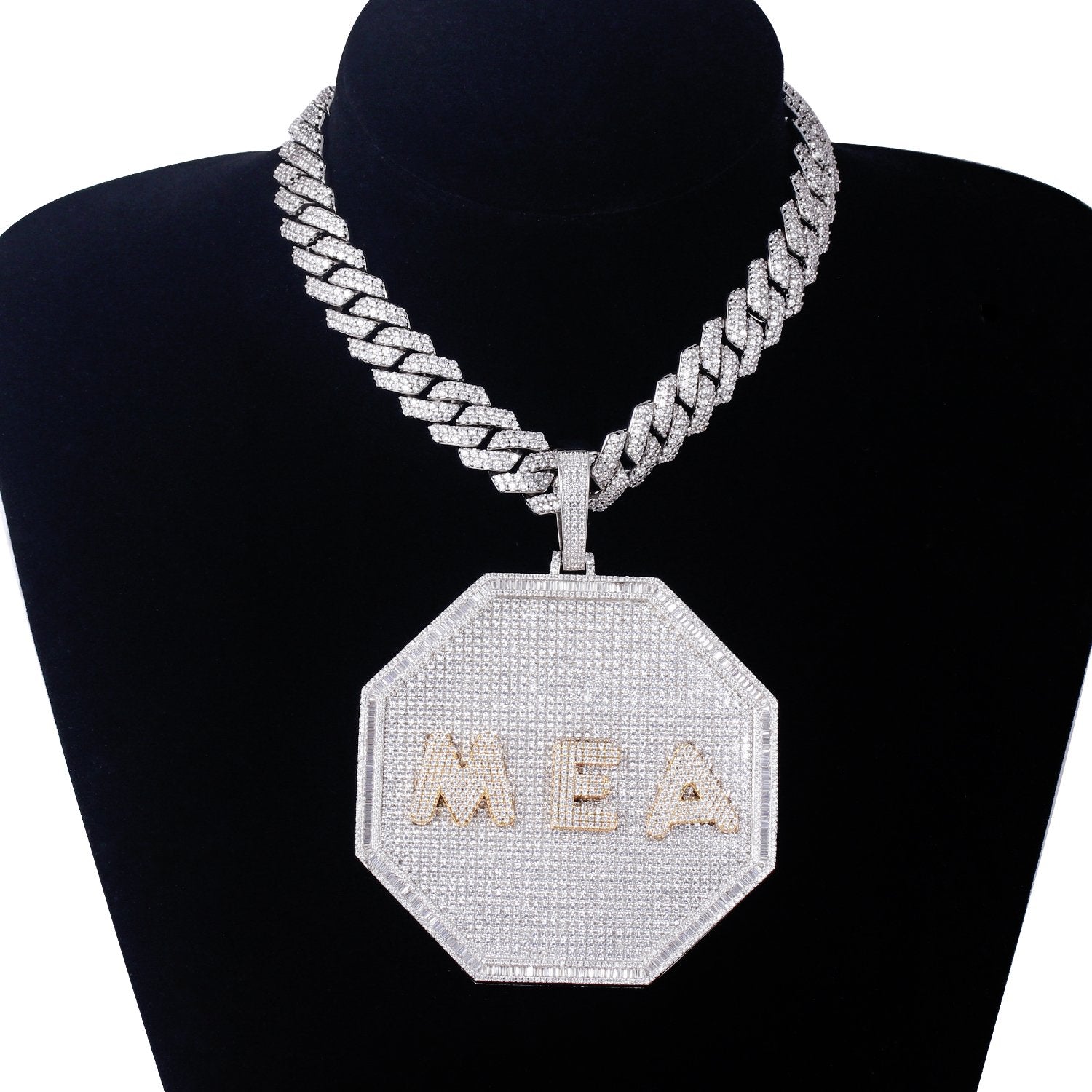 3D Big Octagon Custom Letter Pendant