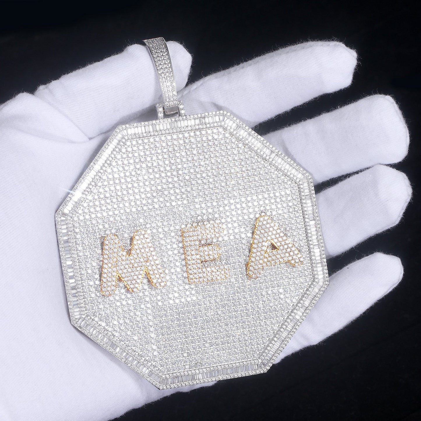 Custom Moissanite Personalized Octagon 3D Big Pendant