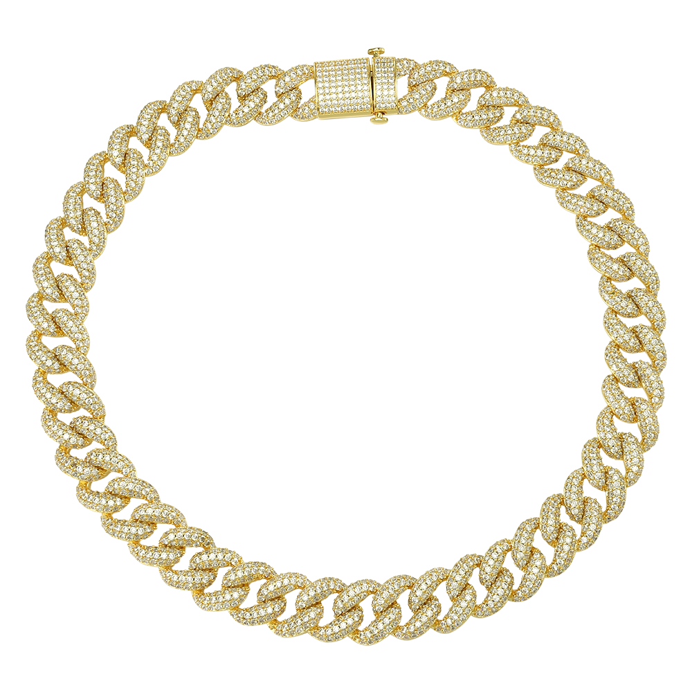15 MM 14K/White Gold  Miami Cuban Link Chain Iced Out Clasp
