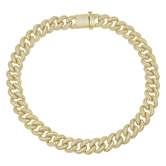 15 MM 14K/White Gold  Miami Cuban Link Chain Iced Out Clasp