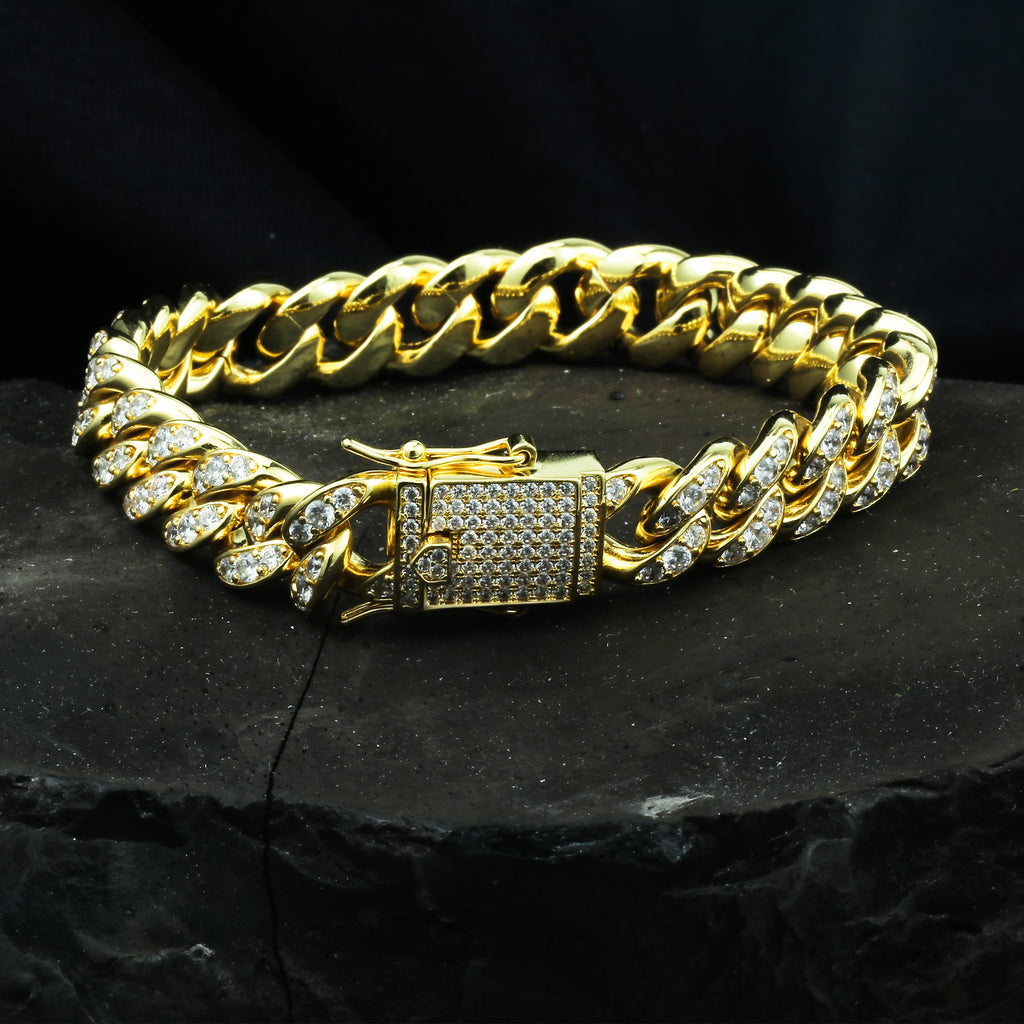 12MM 14K Gold  Flooded Miami Cuban Link Bracelet