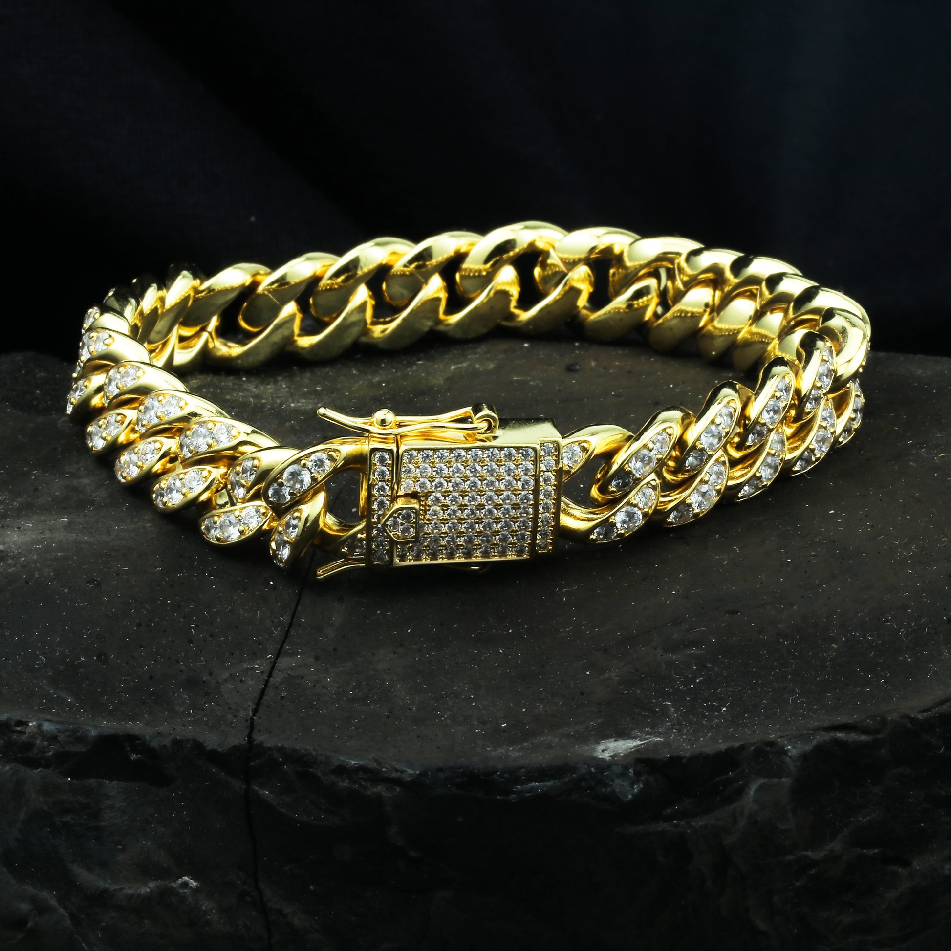 12MM 14K Gold  Flooded Miami Cuban Link Bracelet