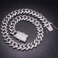 19MM White Gold Plated Iced Out Baguette Cuban Link Chain Thegoldlinks