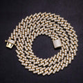 15MM 14K Gold Plated Iced Out Simulated  S Link Prong Chain Thegoldlinks