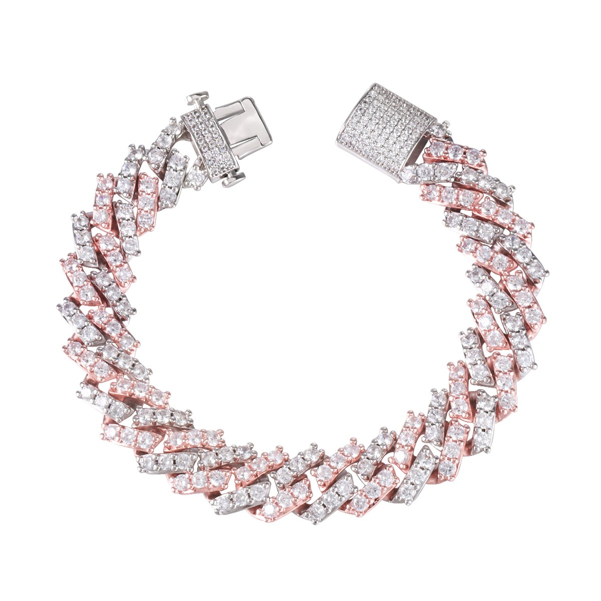 15MM 2 Tone Simulated  S Link Prong Bracelet
