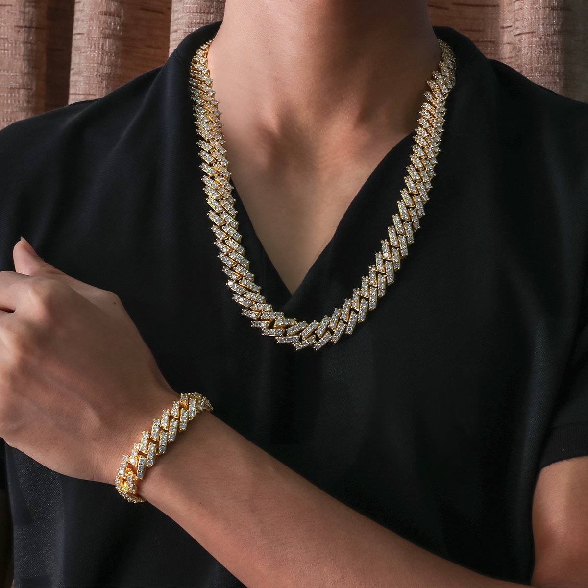 9MM 18K Gold  Prong S Link Cuban Link Bracelet