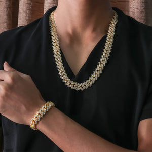 9MM 18K Gold  Prong S Link Cuban Link Bracelet