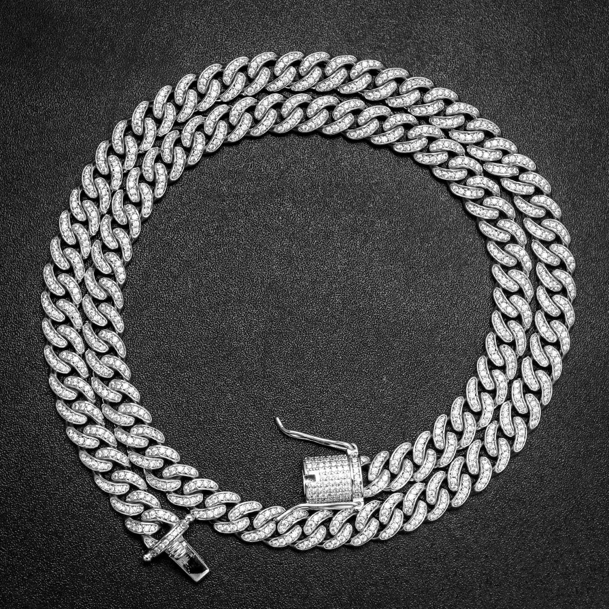 8MM White Gold Plated Iced Out Micro Cuban Link Chain Thegoldlinks