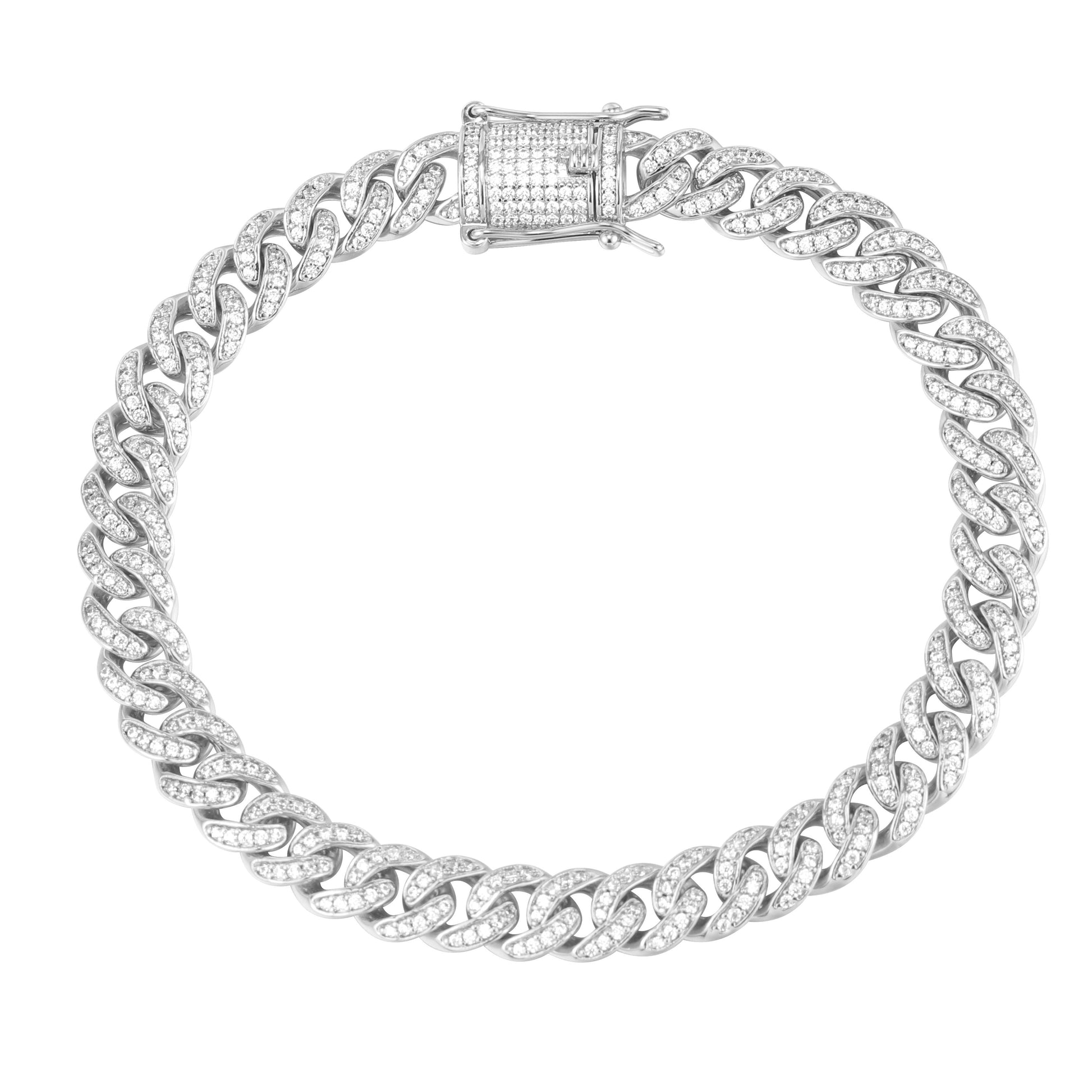 8MM White Gold Micro Cuban Link Bracelet