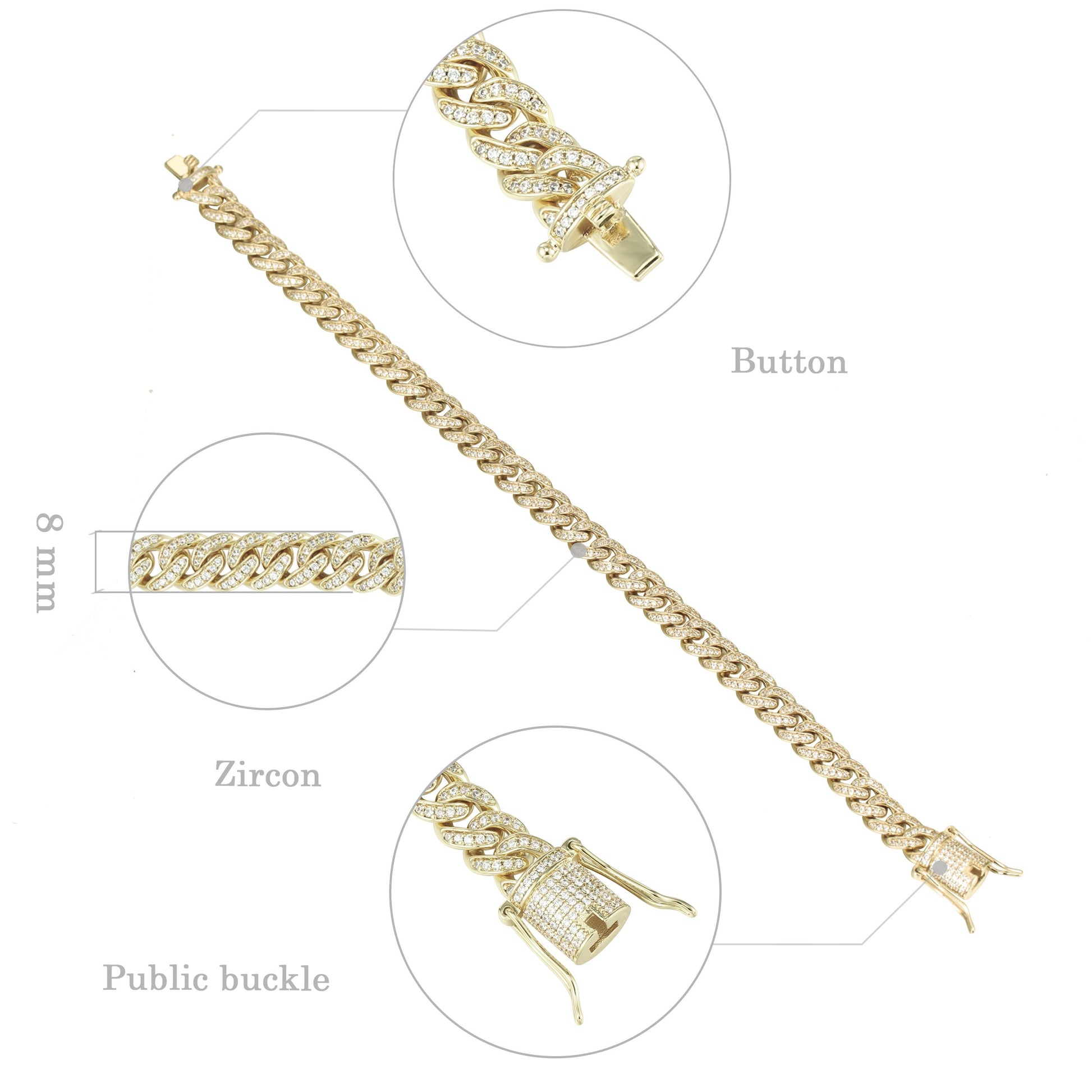 8MM 14K Gold Micro Cuban Link Bracelet