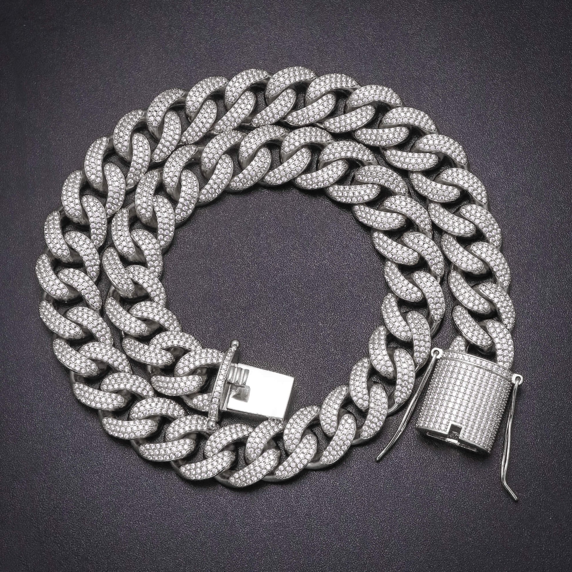 15MM White Gold Chunky Iced out Cuban Link Chain