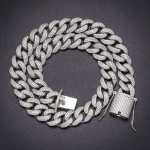 15MM White Gold Chunky Iced out Cuban Link Chain