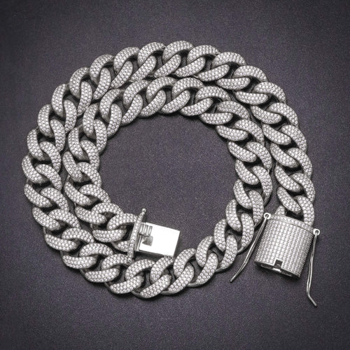 15MM White Gold Chunky Iced out Cuban Link Chain Thegoldlinks