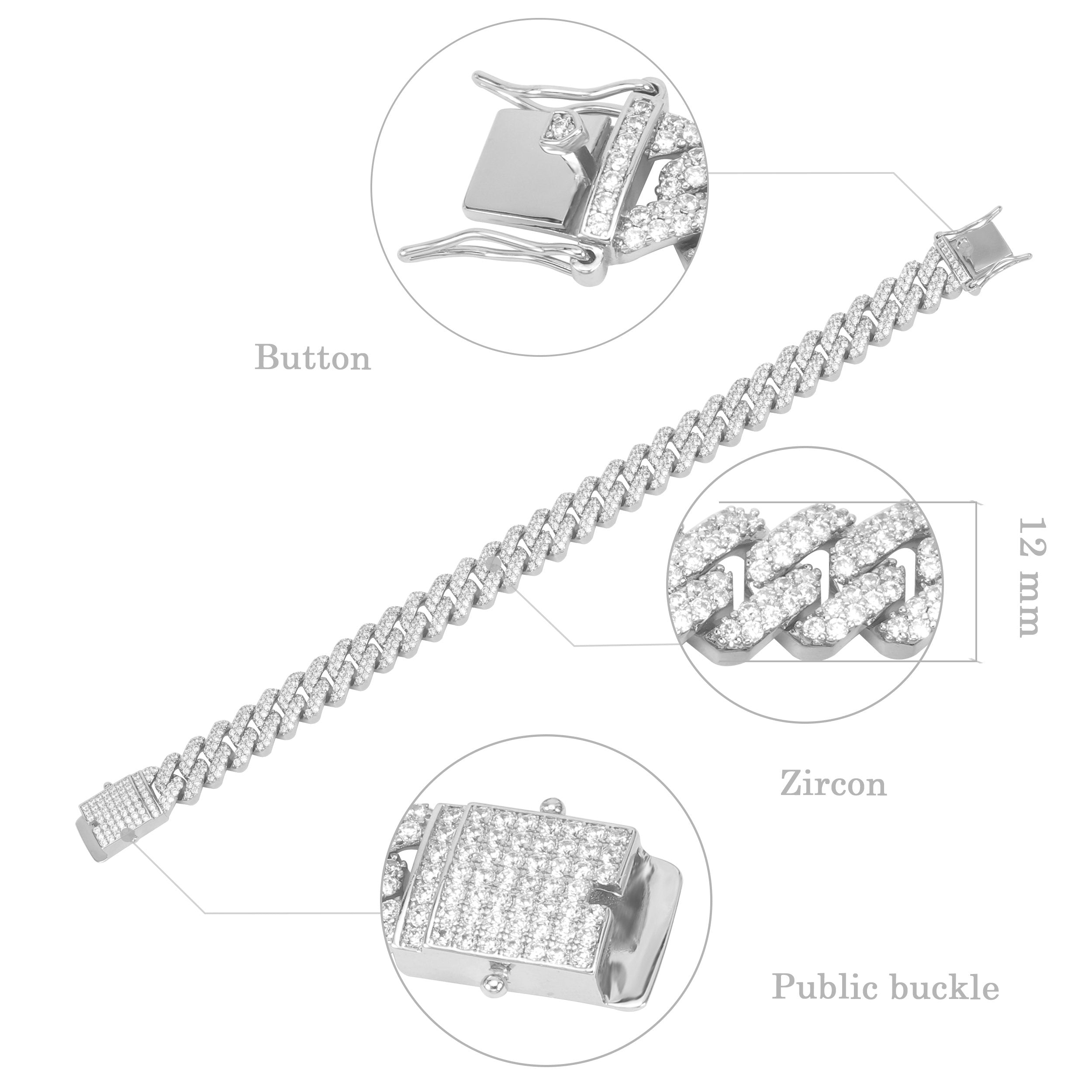 12MM White Gold  Cuban Link Bracelet Thegoldlinks