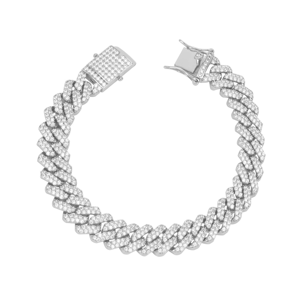 12MM White Gold  Cuban Link Bracelet