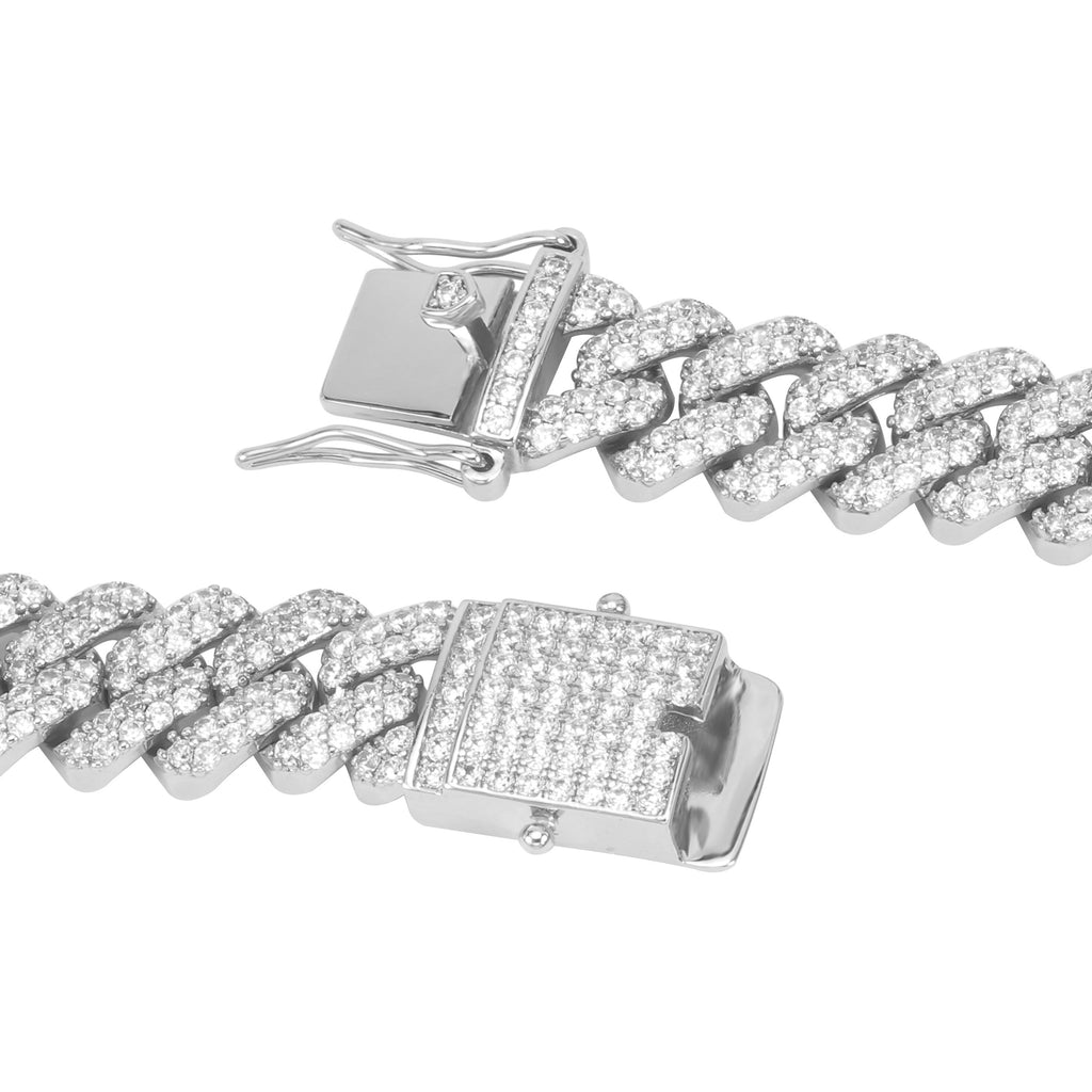 12MM White Gold  Cuban Link Bracelet