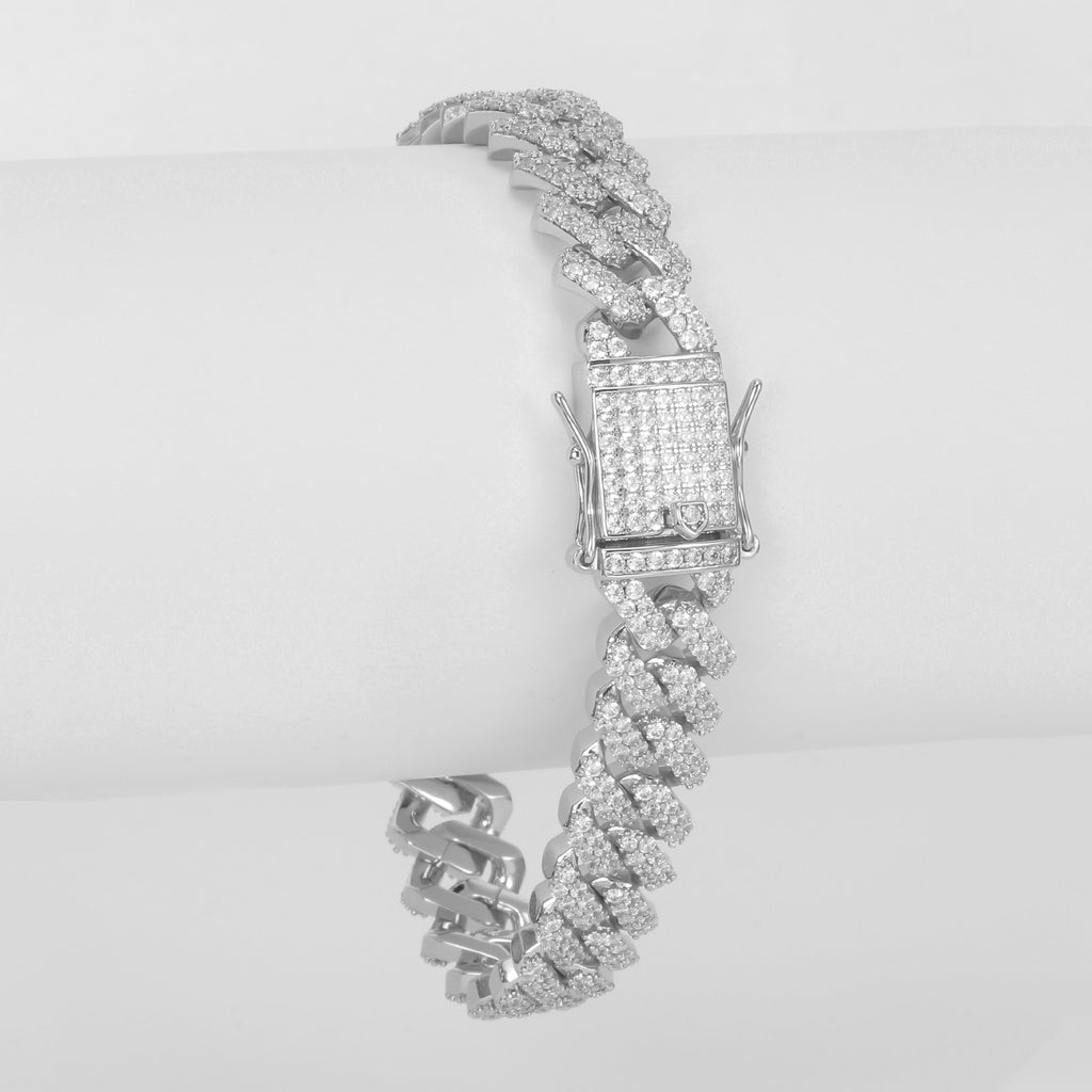 12MM White Gold  Cuban Link Bracelet