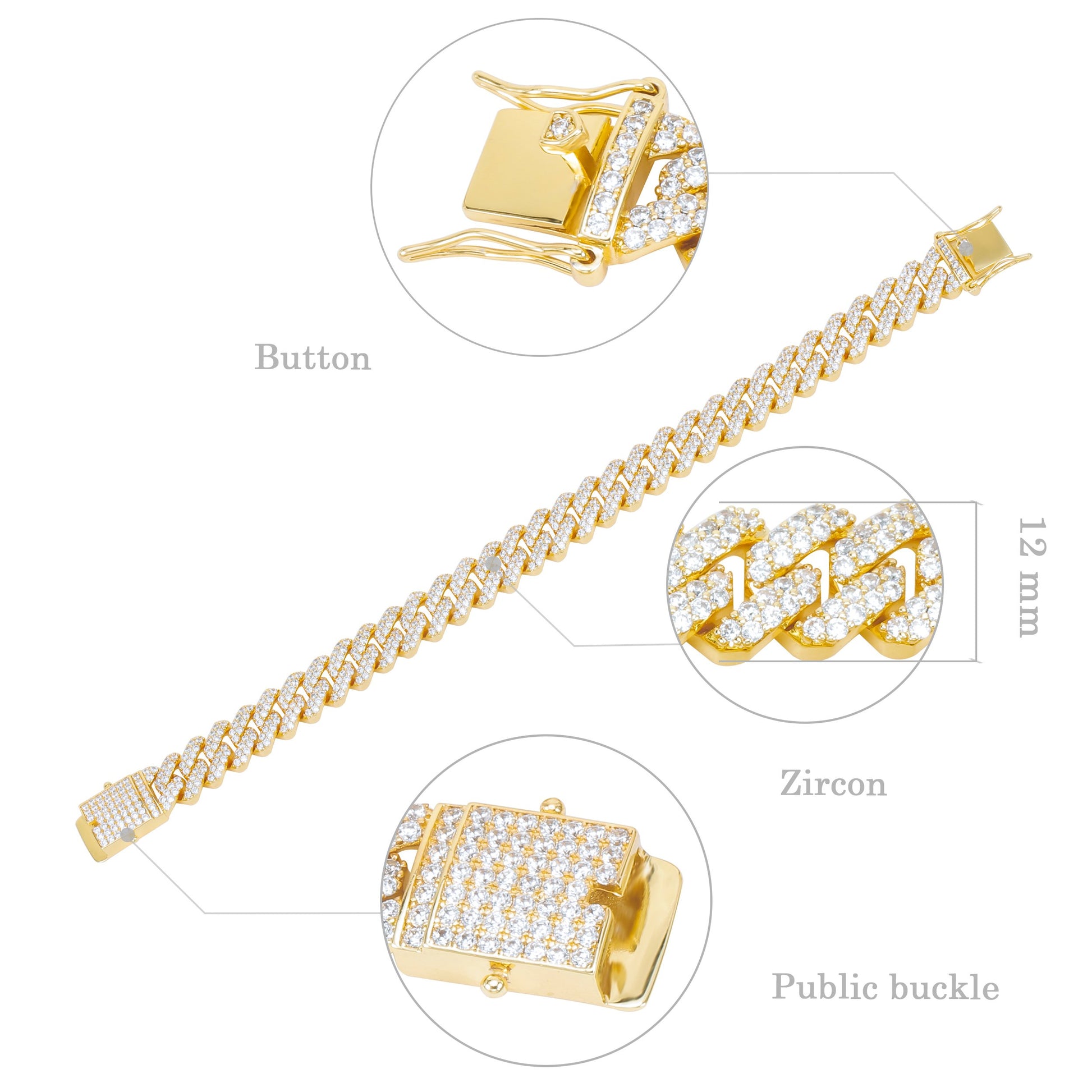 12MM 18K Gold Cuban Link Bracelet