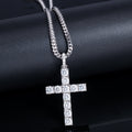 White Gold CZ Stone Cross Pendant with 3MM Franco Chain Thegoldlinks