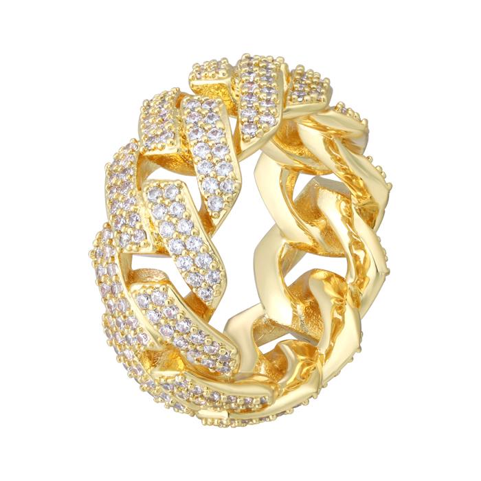 14K Gold Iced Cuban Link Ring