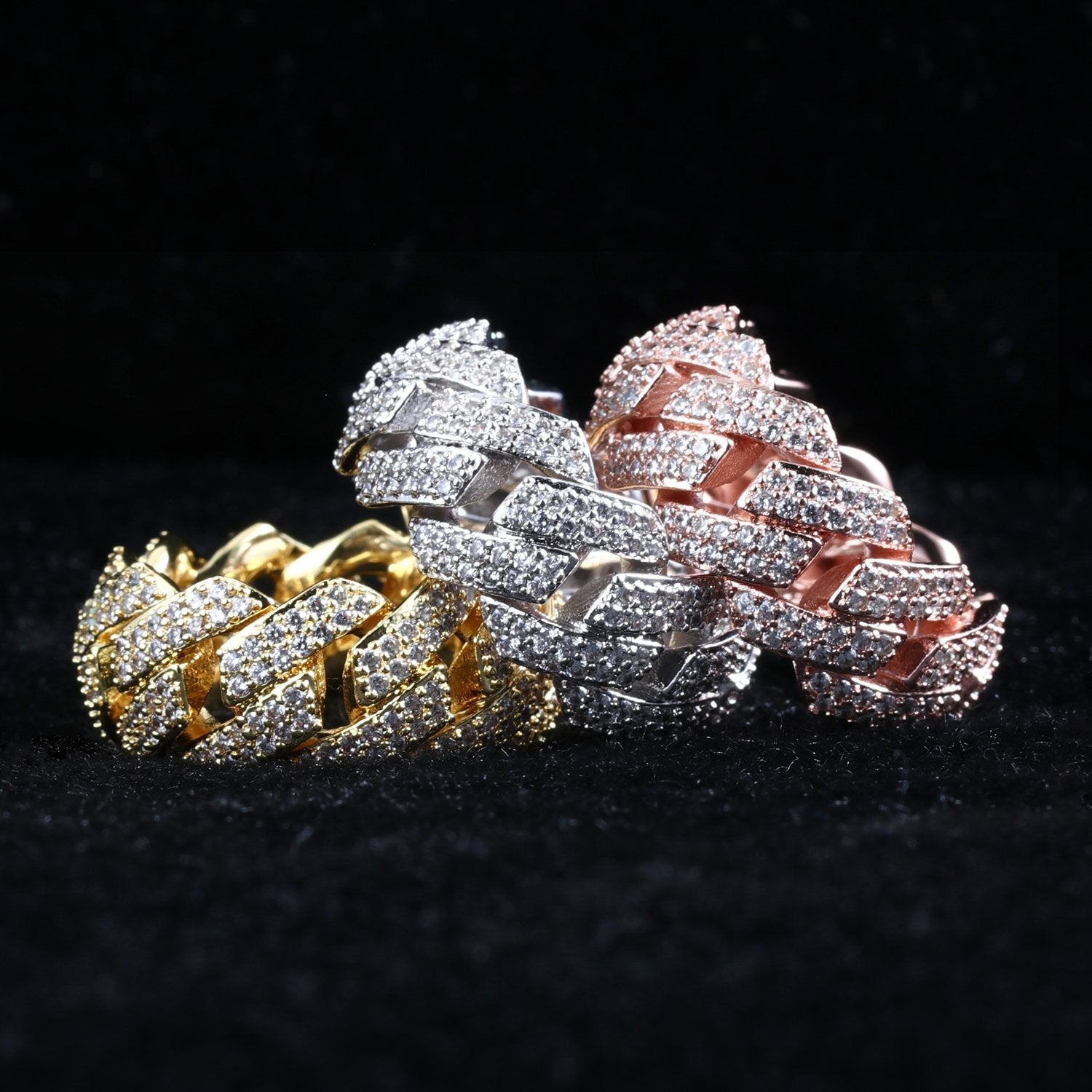 18K Gold Iced Cuban Link Ring Thegoldlinks