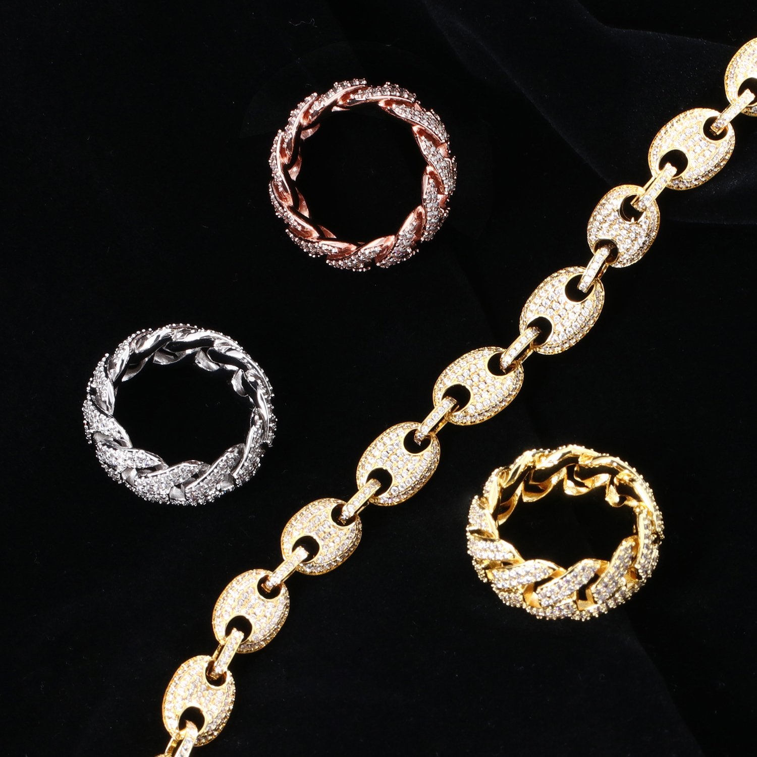 18K Gold Iced Cuban Link Ring