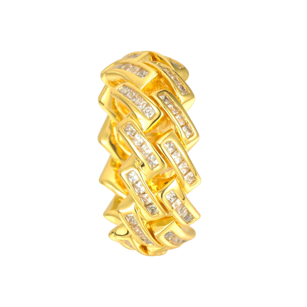 Iced Cuban Link Ring 18K/ White Gold Plated