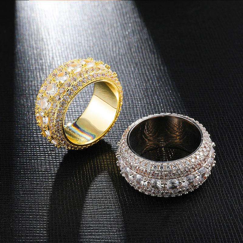 18K Gold Iced Out Spinning Ring