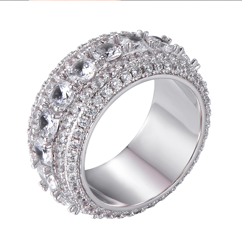 White Gold Iced Out Spinning Ring