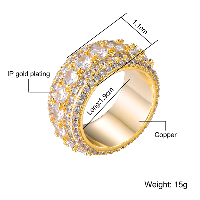 18K Gold Iced Out Spinning Ring