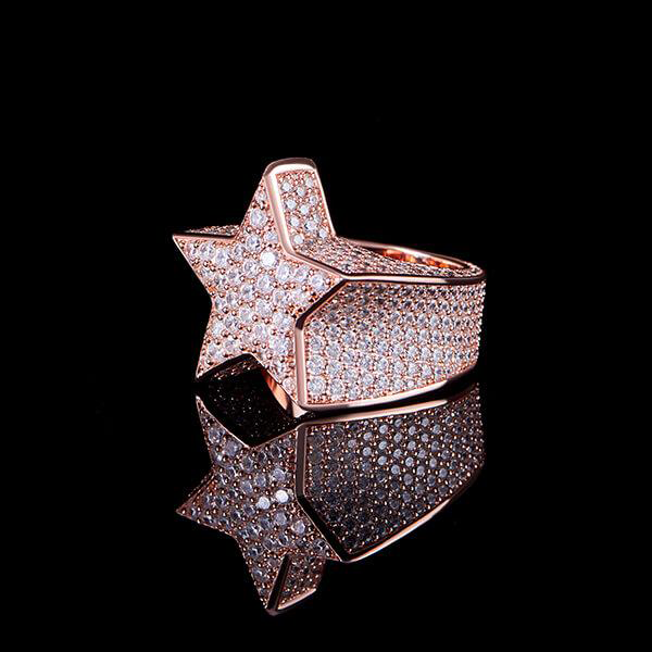 Rose Gold Iced Star Ring Thegoldlinks