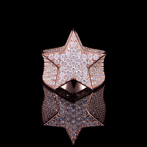 Rose Gold Iced Star Ring Thegoldlinks