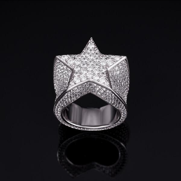 White Gold Iced Star Ring Thegoldlinks