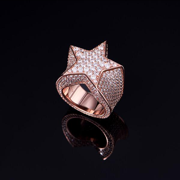 Rose Gold Iced Star Ring