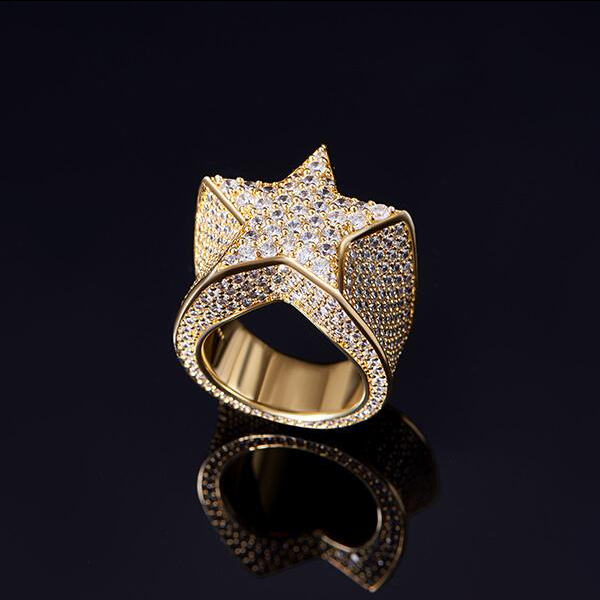 18K Gold Iced Star Ring