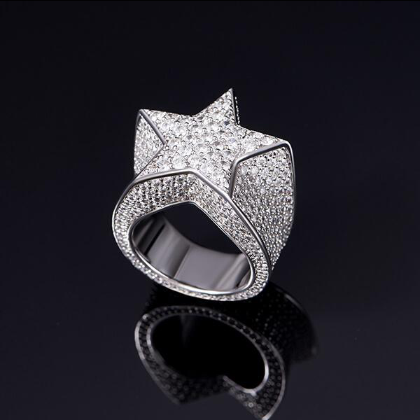 White Gold Iced Star Ring Thegoldlinks