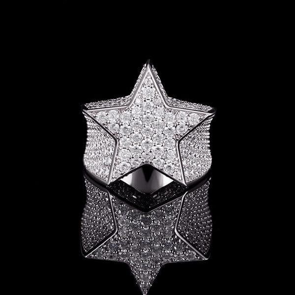 White Gold Iced Star Ring Thegoldlinks